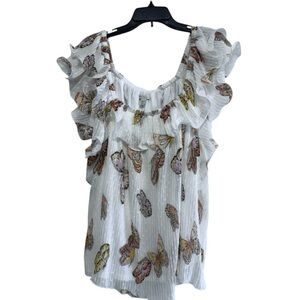 Cato White Ruffle Sleeve Butterfly Blouse